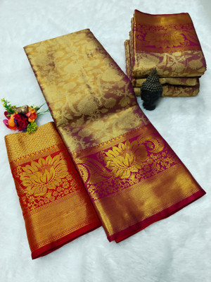 HouseOfCommon Woven Kanjivaram Linen Saree(Multicolor)