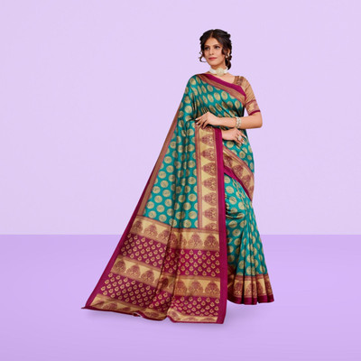 Moda Rapido Digital Print Bandhani Cotton Blend Saree(Light Green)
