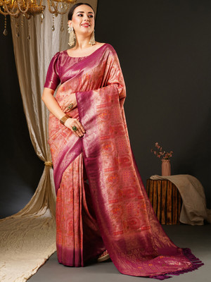 Divastri Woven Kanjivaram Georgette Saree(Pink)