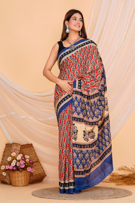 ABSOLUTE FASHION HUB Printed Saree with Attached Blouse Cotton Blend Saree(Multicolor)