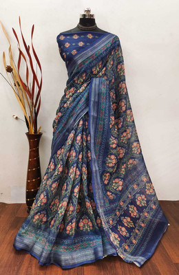 DEVICE of NT Printed, Woven Kanjivaram Pure Cotton, Cotton Linen Saree(Blue)