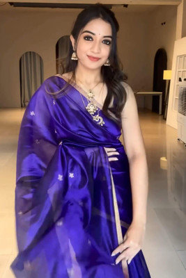 Bhakti Creative Printed Banarasi Pure Silk Saree(Purple)