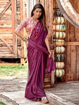 Sareemall Embellished Bollywood Chiffon Saree(Purple)