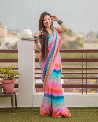 Styli-Nar Creation Printed Bollywood Georgette Saree(Multicolor)