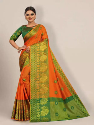 Niya Woven Kanjivaram Jacquard Saree(Orange)