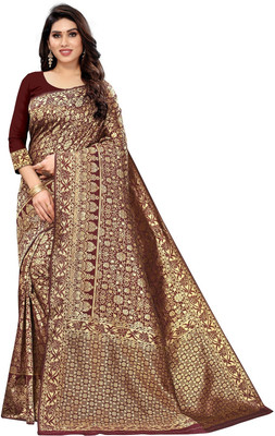 K SALIYA ENTERPRISE Printed Kanjivaram Art Silk Saree(Maroon)