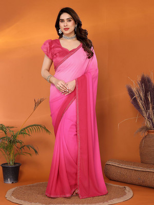 Moda Rapido Ombre Bollywood Georgette Saree(Pink)