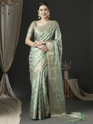 Sareemall Woven Banarasi Satin Saree(Light Green)