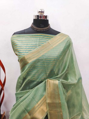 Gajal Self Design Kanjivaram Pure Cotton, Cotton Silk Saree(Light Green)