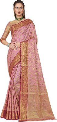 Sariya Woven Banarasi Jacquard, Pure Silk Saree(Pink)