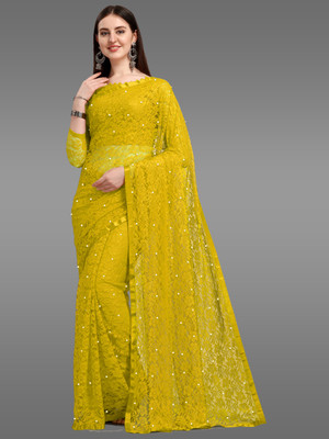 LOROFY Self Design Bollywood Net Saree(Multicolor)