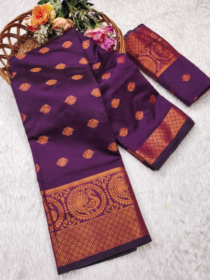 GOGAJI COLLECTION Woven Banarasi Jacquard, Art Silk Saree(Purple)