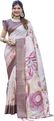 Priyashi Printed Mysore Cotton Silk Saree(Purple)