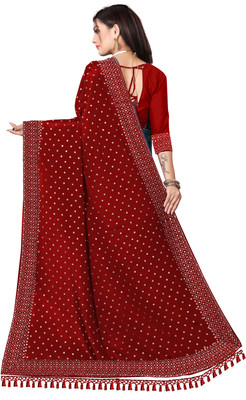 vishnu laxmi creation Self Design Chanderi Art Silk Saree(Maroon)