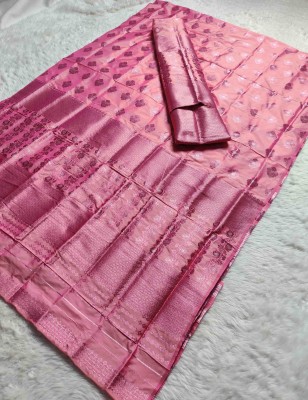 Skiran's Woven Mekhela Chador Polyester Saree(Pink)