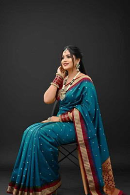 Tilfelle Woven, Temple Border Sambalpuri Silk Blend Saree(Green)