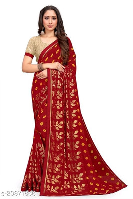 mahalaxmi fab Printed Bollywood Georgette Saree(Red)