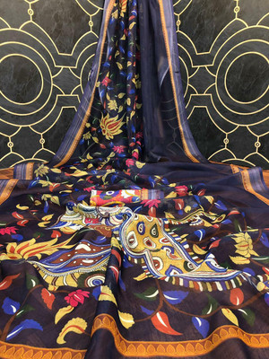 Arpita Fashion Digital Print, Floral Print Bollywood Linen Saree(Multicolor)