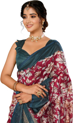 Priyashi Printed Mysore Art Silk Saree(Red)