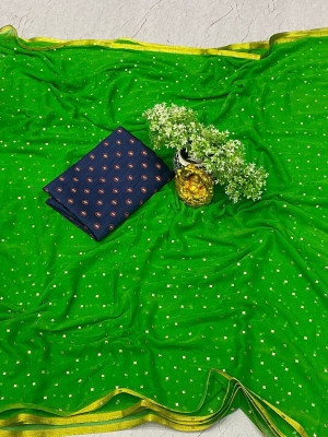 HouseOfCommon Embellished Bollywood Polyester Saree(Light Green)