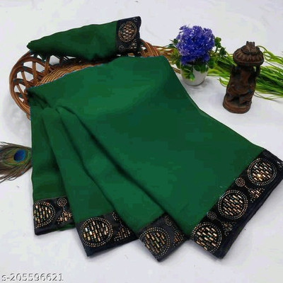MANISHA Digital Print, Floral Print Bollywood Georgette Saree(Green)