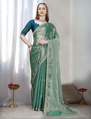 SHREENATHJI CREATION Embroidered Bollywood Chiffon Saree(Green)