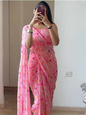 blendza Self Design Bollywood Georgette Saree(Pink)