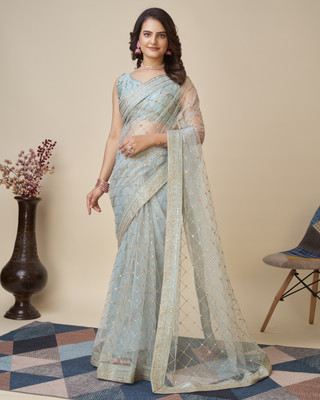 vairagee Embroidered Bollywood Net Saree(Cream)