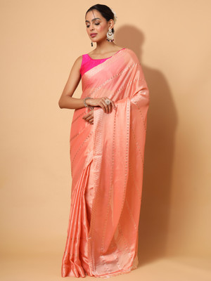 PRAKRTEE Embellished Bollywood Art Silk Saree(Grey)