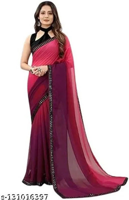 Grubstaker Printed Bollywood Georgette Saree(Pink)