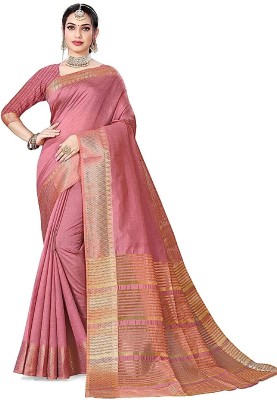 VAKHARIYAFAB Woven, Self Design Kanjivaram Cotton Silk, Pure Cotton Saree(Magenta)