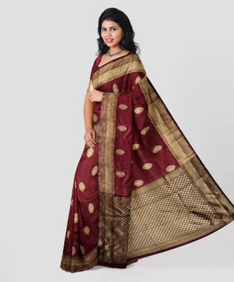 HEER FASHION Self Design Banarasi Pure Silk Saree(Maroon)