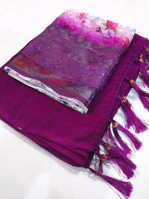 Vijayhanuman Self Design Daily Wear Georgette Saree(Purple)