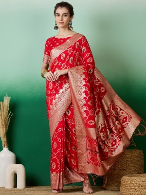 RK Creation Printed Bollywood Cotton Silk Saree(Red)