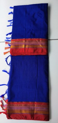 Mahadev trading company Self Design Ilkal Cotton Silk Saree(Dark Blue)