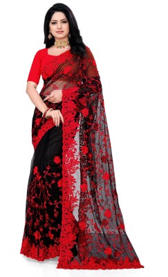 HouseOfCommon Self Design Bollywood Net Saree(Multicolor)