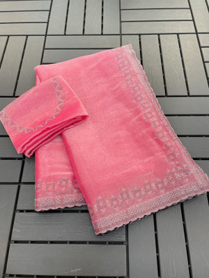 Jennyfab Printed Bollywood Jimmy choo Saree(Pink)