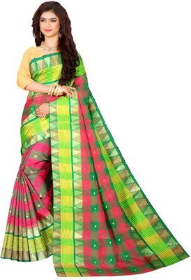 Maa laxmi saree center Self Design Tant Pure Cotton Saree(Multicolor)