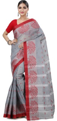 DipDiya Self Design Tant Pure Cotton Saree(Grey)