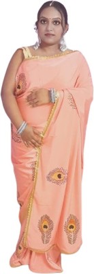 Shreedhan Self Design Bollywood Crepe Saree(Orange)