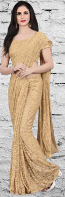 NORAFLEX Embroidered Bollywood Net Saree(Cream)