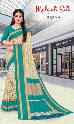SGM Printed Assam Silk Art Silk Saree(Yellow)
