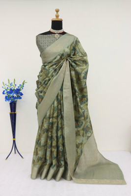VED CREATION Printed Handloom Jacquard Saree(Multicolor)