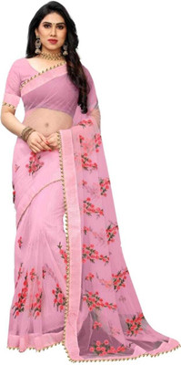 skyfiesta Embroidered Bhagalpuri Net Saree(Pink)