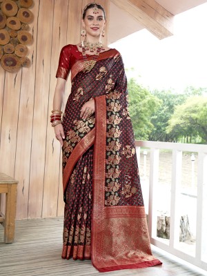 ANOUK Woven Mysore Organza Saree(Brown)