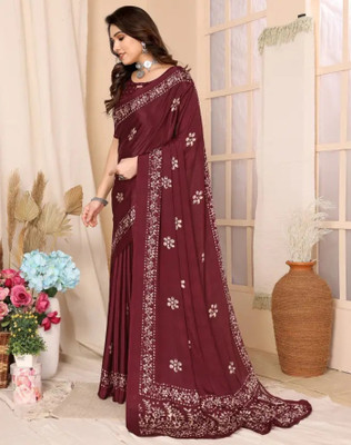 KITKET FASHION Self Design Daily Wear Tussar Silk Saree(Maroon)