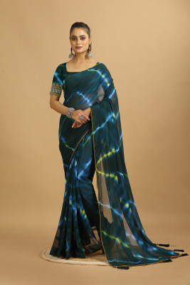 Virendra Textile Dyed Bollywood Georgette Saree(Multicolor)