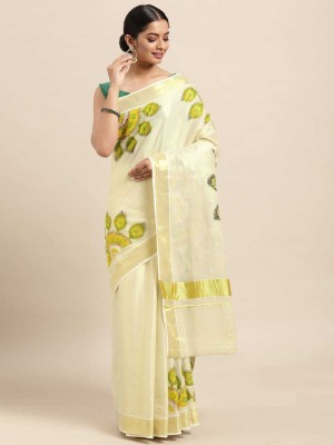 MANISH DRAPES Digital Print Handloom Cotton Blend Saree(Multicolor)