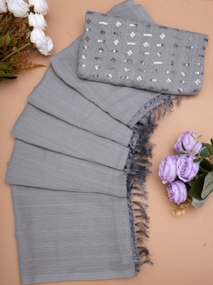 Paras Creation Solid/Plain, Woven Bollywood Georgette Saree(Grey)