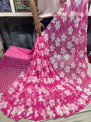 RHEY Printed Bollywood Georgette Saree(Pink)